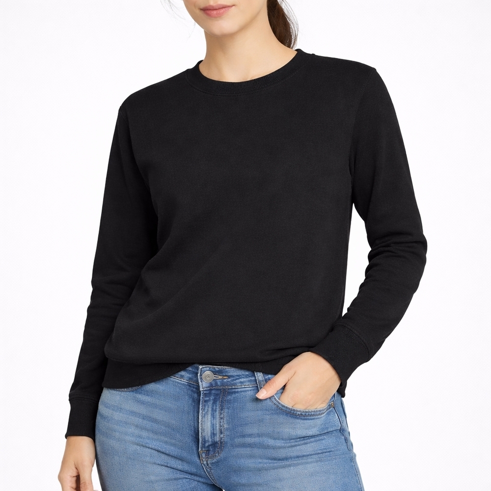 Joyspun Womens Black Soft Cozy Crewneck Sweatshirt Size Small 4 6 Pullover - Picture 2 of 6